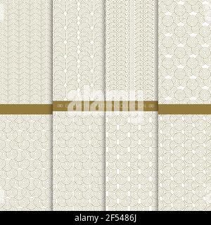 Golden circle geometric pattern collection. Abstract vector background. Pattern in swatches. Stock Vector