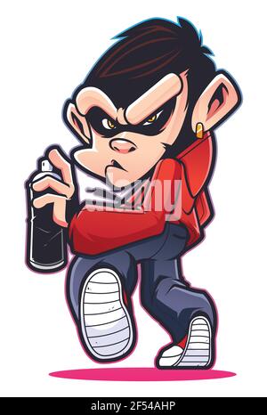 Monkey Graffiti Artist Stock Vector