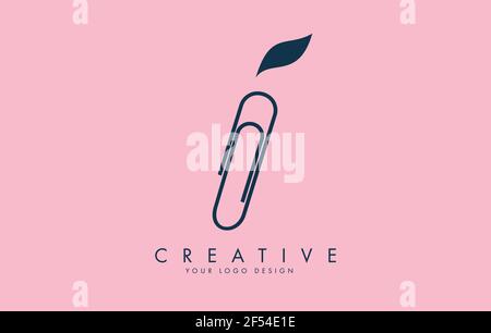 I letter logo design from paper clip. Business and education logo concept. Creative vector illustration with letter I. Stock Vector