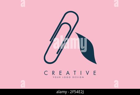 A letter logo design from paper clip and water drop shape. Business and education logo concept. Creative vector illustration with letter A Stock Vector