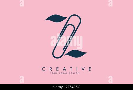 Z letter logo design from paper clip. Business and education logo concept. Creative vector illustration with letter Z. Stock Vector