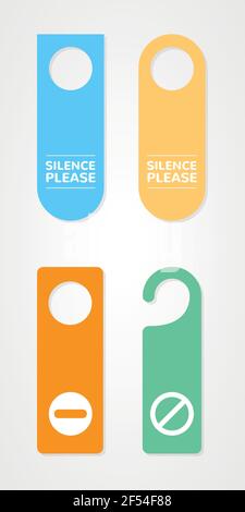 Set: four colorful door hangers. Vector illustration, flat design Stock Vector