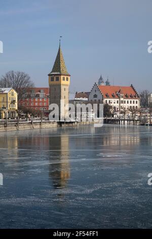 geography / travel, Germany, Bavaria, Lindau, Lake Constance, seaport, Mangturm, Additional-Rights-Clearance-Info-Not-Available Stock Photo