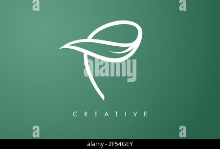 Elegant P letter Leaf Logo Design with Outline Monogram Style Flat and Minimalist Vector Letter Icon Illustration. Stock Vector