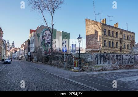 geography / travel, Germany, Saxony-Anhalt, Lutherstadt Wittenberg, ruinous house, Additional-Rights-Clearance-Info-Not-Available Stock Photo