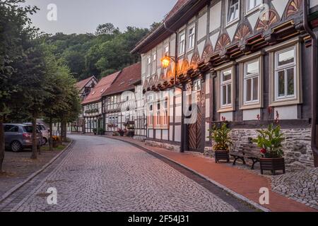 geography / travel, Germany, Saxony-Anhalt, Stolberg. Stolberg in the evening, Additional-Rights-Clearance-Info-Not-Available Stock Photo