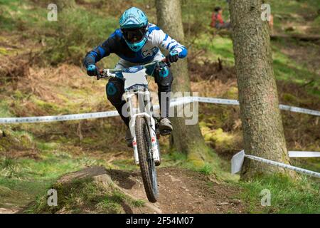 This picture was taken at a downhill mountainbike race in Scotland. Stock Photo