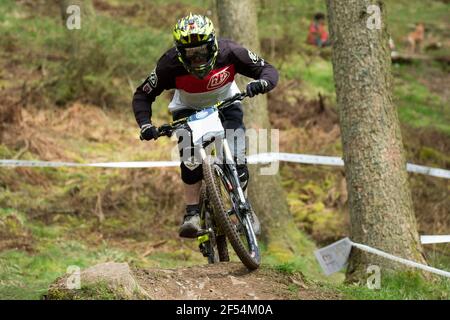 This picture was taken at a downhill mountainbike race in Scotland. Stock Photo