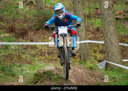 This picture was taken at a downhill mountainbike race in Scotland. Stock Photo