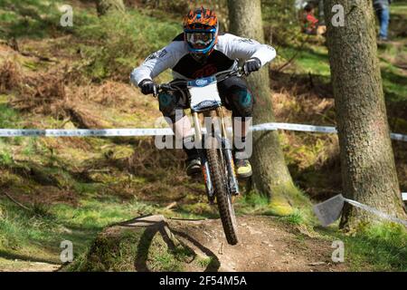 This picture was taken at a downhill mountainbike race in Scotland. Stock Photo