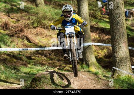 This picture was taken at a downhill mountainbike race in Scotland. Stock Photo