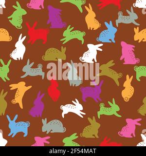 Colourful easter pattern with bunnies  Stock Vector