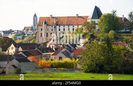 View of medieval city of Chateau-Landon in Seine-et-Marne department of Ile-de-France region, France. Rural tourism  background. French countryside to Stock Photo