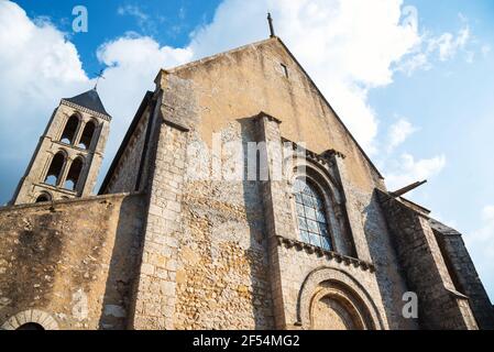 The Church of Our Lady of the Assumption in medieval city of Chateau-Landon in Seine-et-Marne department of Ile-de-France region, France. This buildin Stock Photo