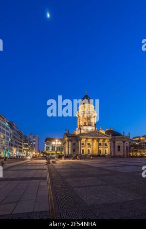 geography / travel, Germany, Berlin, German cathedral at Gendarmenmarkt in the evening, Additional-Rights-Clearance-Info-Not-Available Stock Photo