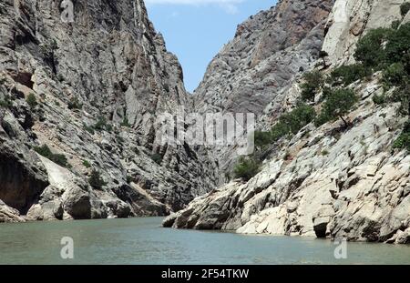 Dark Canyon River in Erzincan, Turkey. Kemaliye is extreme sport center in Eastern Turkey. Stock Photo