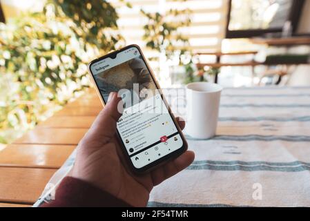 ANKARA, TURKEY - March 23, 2021: Mobile phones are an important part of our lives, with several applications. Stock Photo