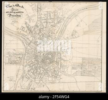 Plan de Dresde. Plan of the royal. Main and Residenzstadt Dresden ...