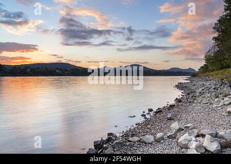 geography / travel, Germany, North Rhine-Westphalia, Bonn, view across the Rhine towards the Siebengeb, Additional-Rights-Clearance-Info-Not-Available Stock Photo
