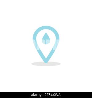 Water drop icon. Blue outline. Vector illustration, flat design Stock Vector