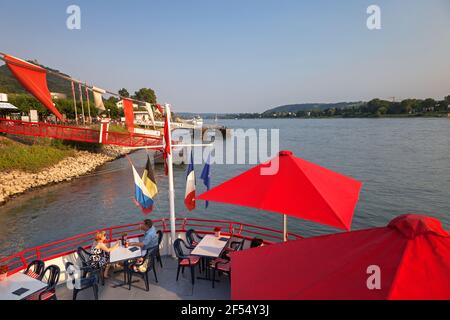 geography / travel, Germany, North Rhine-Westphalia, Koenigswinter, restaurant ship Old love on the Rh, Additional-Rights-Clearance-Info-Not-Available Stock Photo