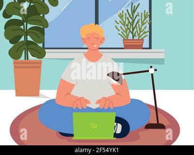 guy with laptop Stock Vector