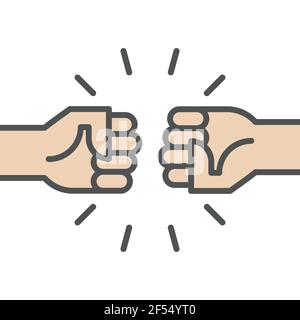 Fist bump icon. Two fists punching. Vector illustration, flat design Stock Vector