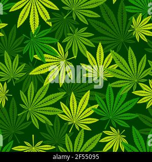 Cannabis leaf medical  background. Seamless vector illustration Stock Vector