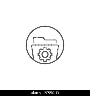 Folder settings with gears icon isolated on white background. Software update, transfer protocol, teamwork tool management. Set icons colorful. Vector Stock Vector