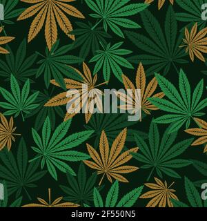 seamless pattern of cannabis leafs. Drug medicine marijuana. vector illustration Stock Vector