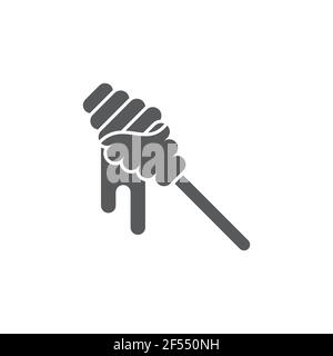 Honey dipper stick icon isolated on white background. Honey ladle. Set icons colorful square buttons. Vector Illustration Stock Vector