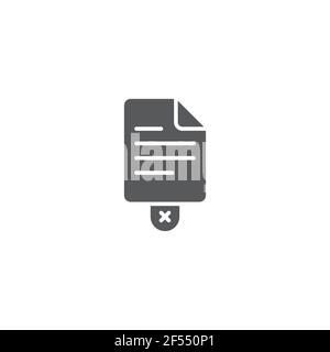 Delete file document icon isolated on white background. Paper sheet with recycle bin sign. Rejected document. Cross on paper. Vector Illustration Stock Vector