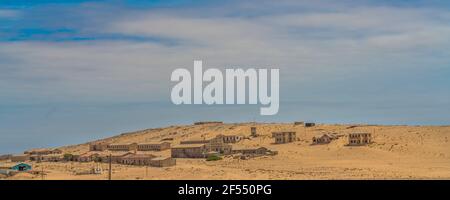 German Kolmanskop Ghost Town in Namibia with the abandoned buildings in the Namib desert Stock Photo