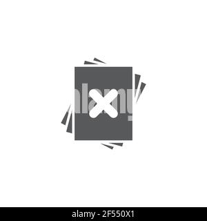 Delete file document icon isolated on white background. Paper sheet with recycle bin sign. Rejected document. Cross on paper. Vector Illustration Stock Vector