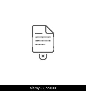 Delete file document icon isolated on white background. Paper sheet with recycle bin sign. Rejected document. Cross on paper. Vector Illustration Stock Vector