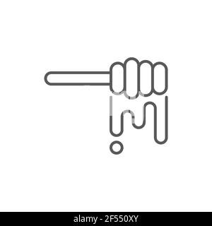 Honey dipper stick icon isolated on white background. Honey ladle. Set icons colorful square buttons. Vector Illustration Stock Vector