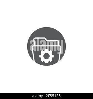 Folder settings with gears icon isolated on white background. Software update, transfer protocol, teamwork tool management. Set icons colorful. Vector Stock Vector