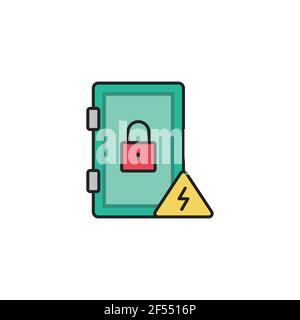 Electrical cabinet icon isolated on white background. Set icons colorful square buttons. Vector Illustration Stock Vector