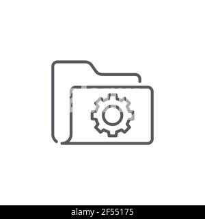 Folder settings with gears icon isolated on white background. Software update, transfer protocol, teamwork tool management. Set icons colorful. Vector Stock Vector