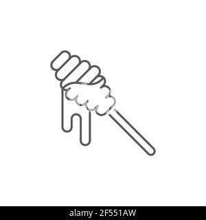 Honey dipper stick icon isolated on white background. Honey ladle. Set icons colorful square buttons. Vector Illustration Stock Vector