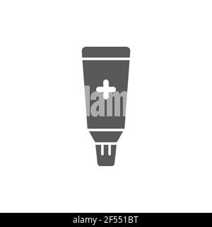 Ointment cream tube medicine icon isolated on white background. Tube, container, toothpaste, cream sign. Set icons colorful. Vector Illustration Stock Vector