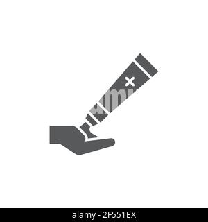 Ointment cream tube medicine icon isolated on white background. Tube, container, toothpaste, cream sign. Set icons colorful. Vector Illustration Stock Vector