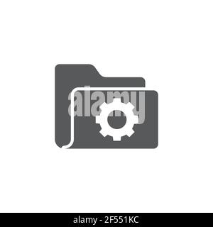 Folder settings with gears icon isolated on white background. Software update, transfer protocol, teamwork tool management. Set icons colorful. Vector Stock Vector
