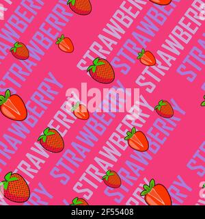Vector pop art pattern with strawberry Stock Vector