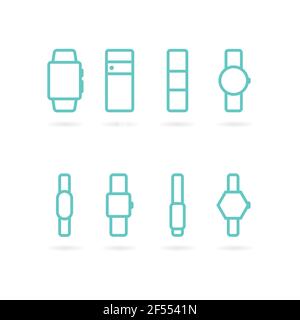 Set: smart watch icons. Vector illustration, flat design Stock Vector