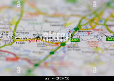 Barton Under Needwood Shown on a Geography map or road map Stock Photo