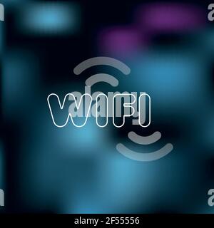 Wifi sign. Blurred background. Vector illustration, flat design Stock Vector