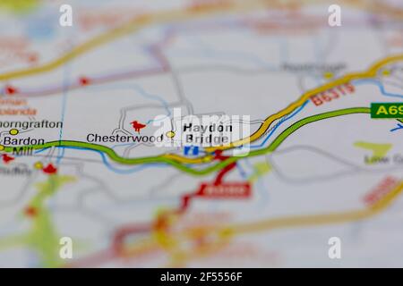 Haydon Bridge Shown on a Geography map or road map Stock Photo