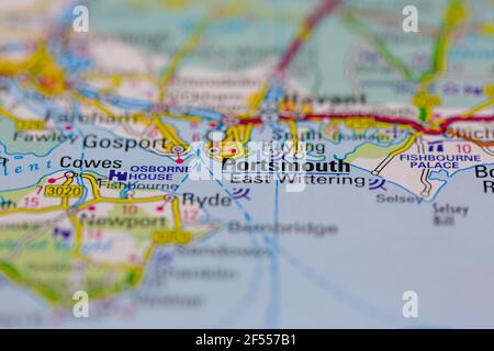 Portsmouth Shown on a Geography map or road map Stock Photo