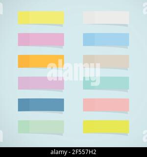 Set: mini colorful sticky notes. Vector illustration, flat design Stock Vector